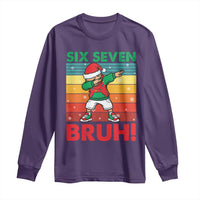 Six Seven Bruh Christmas Dabbing Long Sleeve Shirt Funny 67 Meme Retro Santa Kid Vibes - Wonder Print Shop