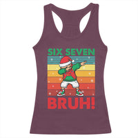Six Seven Bruh Christmas Dabbing Racerback Tank Top Funny 67 Meme Retro Santa Kid Vibes - Wonder Print Shop