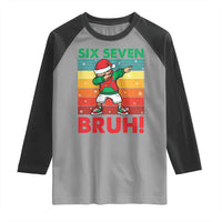 Six Seven Bruh Christmas Dabbing Raglan Shirt Funny 67 Meme Retro Santa Kid Vibes - Wonder Print Shop
