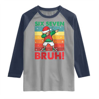 Six Seven Bruh Christmas Dabbing Raglan Shirt Funny 67 Meme Retro Santa Kid Vibes - Wonder Print Shop