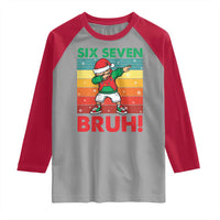 Six Seven Bruh Christmas Dabbing Raglan Shirt Funny 67 Meme Retro Santa Kid Vibes - Wonder Print Shop
