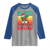 Six Seven Bruh Christmas Dabbing Raglan Shirt Funny 67 Meme Retro Santa Kid Vibes - Wonder Print Shop