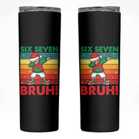 Six Seven Bruh Christmas Dabbing Skinny Tumbler Funny 67 Meme Retro Santa Kid Vibes - Wonder Print Shop