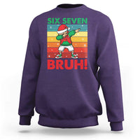 Six Seven Bruh Christmas Dabbing Sweatshirt Funny 67 Meme Retro Santa Kid Vibes - Wonder Print Shop