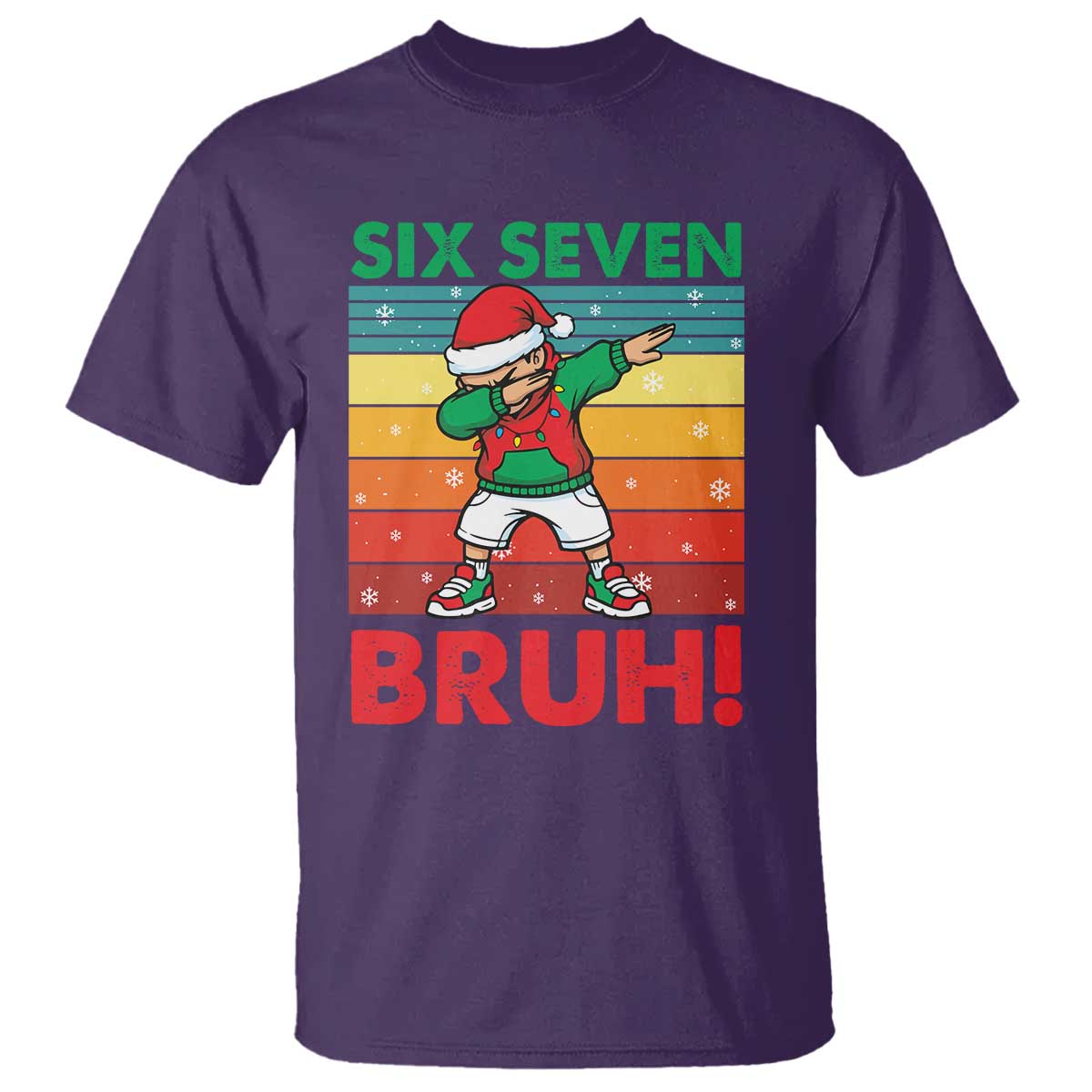 Six Seven Bruh Christmas Dabbing T Shirt Funny 67 Meme Retro Santa Kid Vibes - Wonder Print Shop