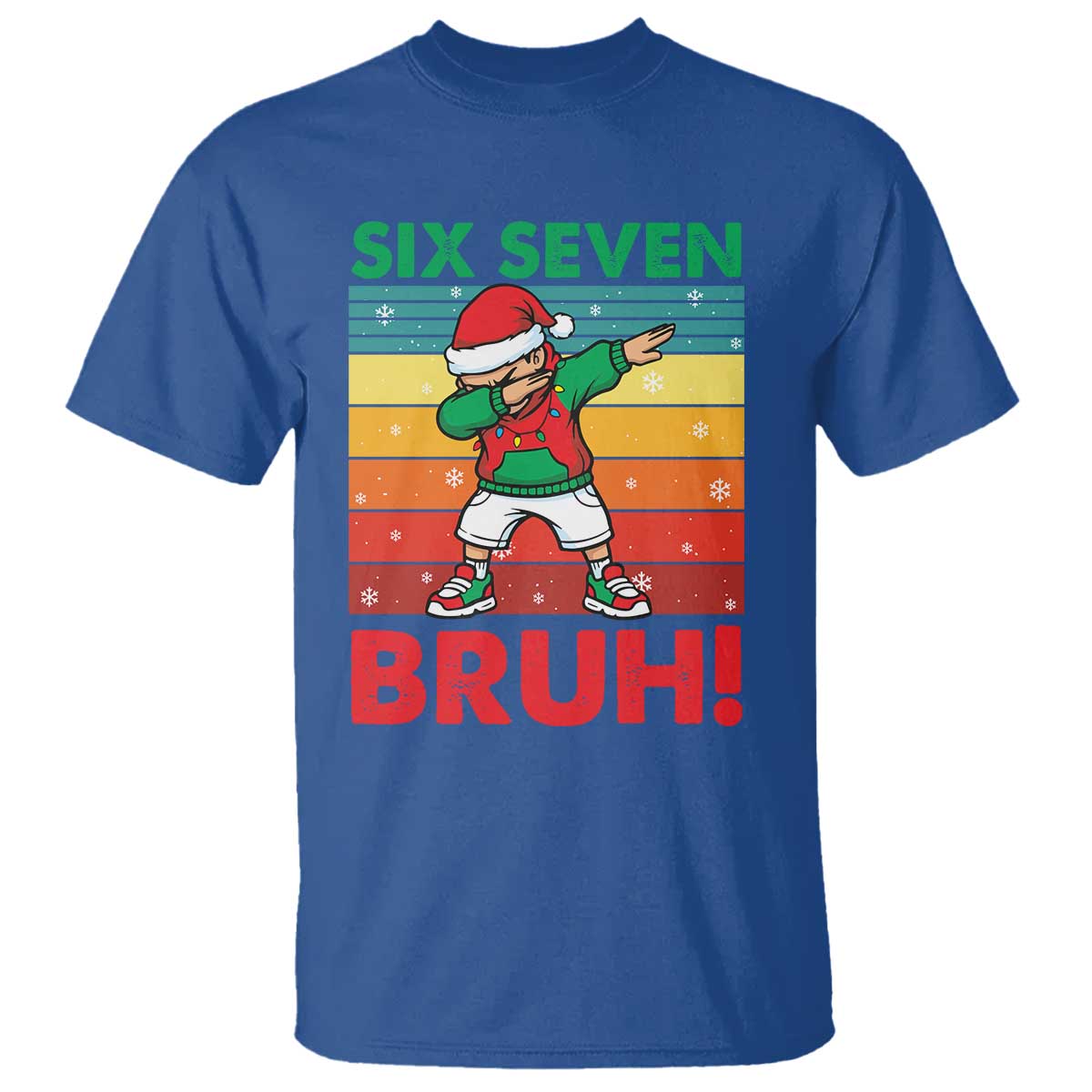 Six Seven Bruh Christmas Dabbing T Shirt Funny 67 Meme Retro Santa Kid Vibes - Wonder Print Shop