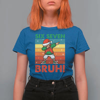 Six Seven Bruh Christmas Dabbing T Shirt For Women Funny 67 Meme Retro Santa Kid Vibes - Wonder Print Shop
