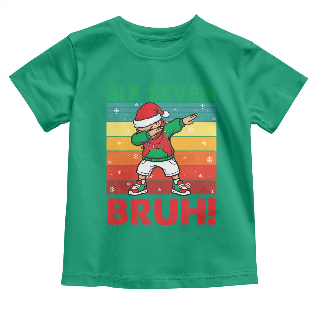 Six Seven Bruh Christmas Dabbing Toddler T Shirt Funny 67 Meme Retro Santa Kid Vibes - Wonder Print Shop
