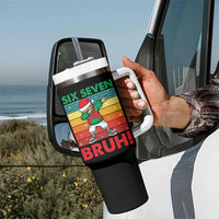 Six Seven Bruh Christmas Dabbing Tumbler With Handle Funny 67 Meme Retro Santa Kid Vibes - Wonder Print Shop