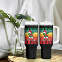 Six Seven Bruh Christmas Dabbing Tumbler With Handle Funny 67 Meme Retro Santa Kid Vibes - Wonder Print Shop