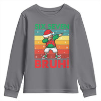 Six Seven Bruh Christmas Dabbing Youth Sweatshirt Funny 67 Meme Retro Santa Kid Vibes - Wonder Print Shop