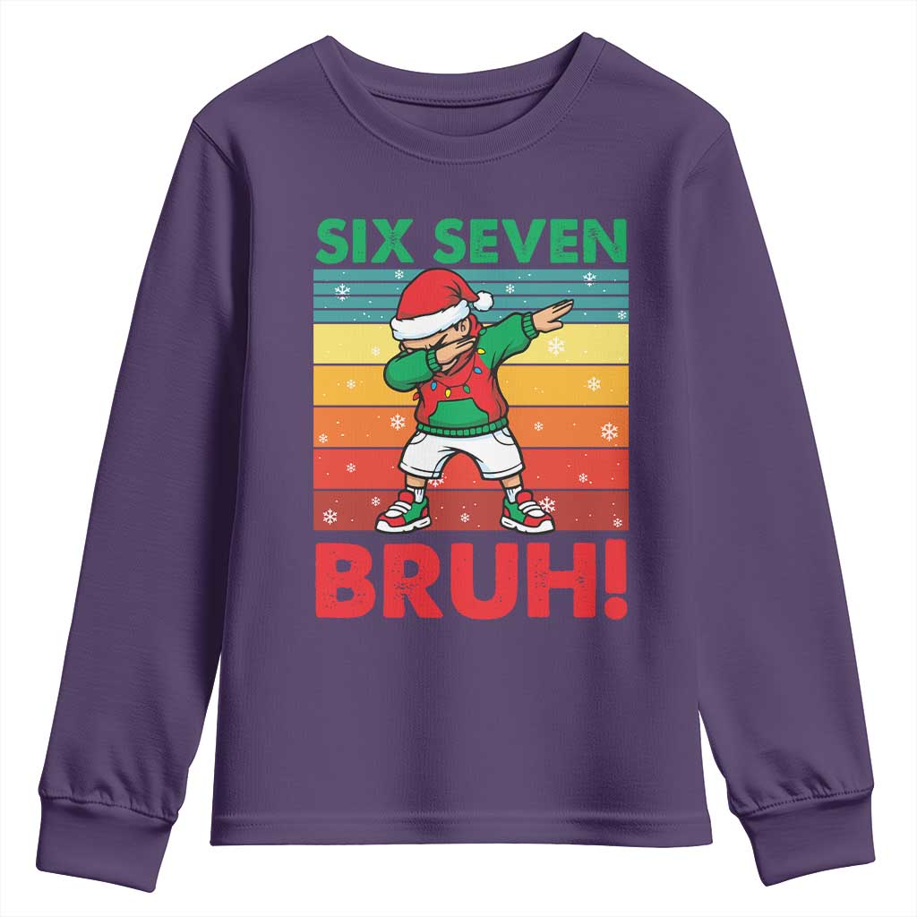 Six Seven Bruh Christmas Dabbing Youth Sweatshirt Funny 67 Meme Retro Santa Kid Vibes - Wonder Print Shop