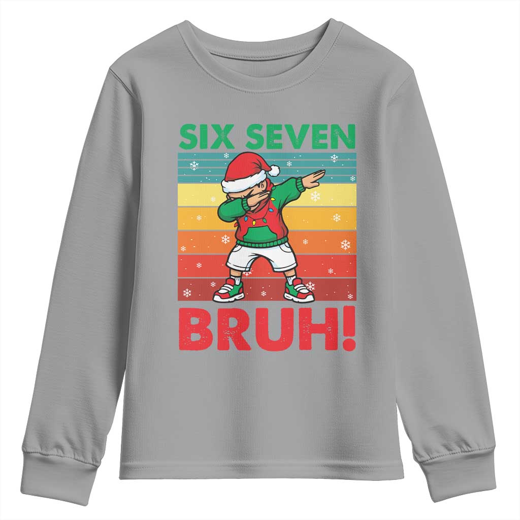 Six Seven Bruh Christmas Dabbing Youth Sweatshirt Funny 67 Meme Retro Santa Kid Vibes - Wonder Print Shop