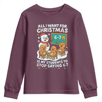 Gingerbread Classroom 67 Meme Youth Sweatshirt Funny Christmas Teacher My Students To Stop Saying Six Seven - Wonder Print Shop
