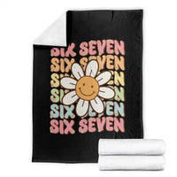Six Seven Flower Power Throw Blanket Viral 67 Meme with Retro Daisy - Wonder Print Shop