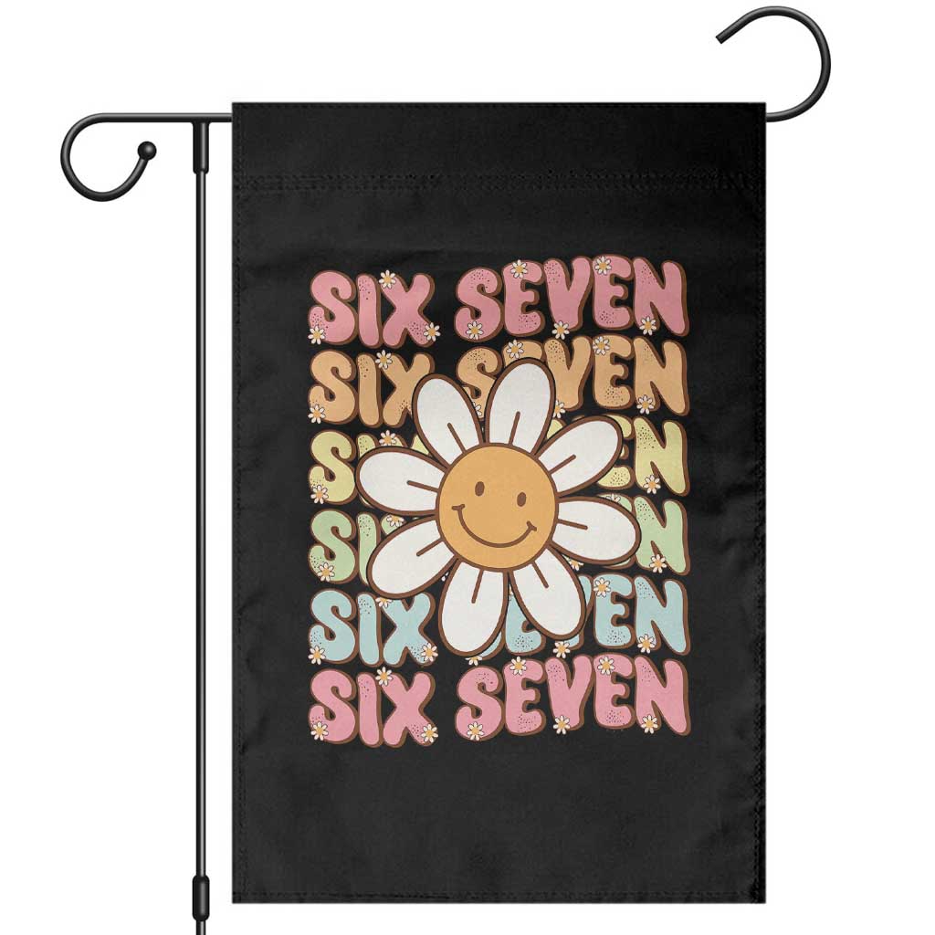 Six Seven Flower Power Garden Flag Viral 67 Meme with Retro Daisy - Wonder Print Shop