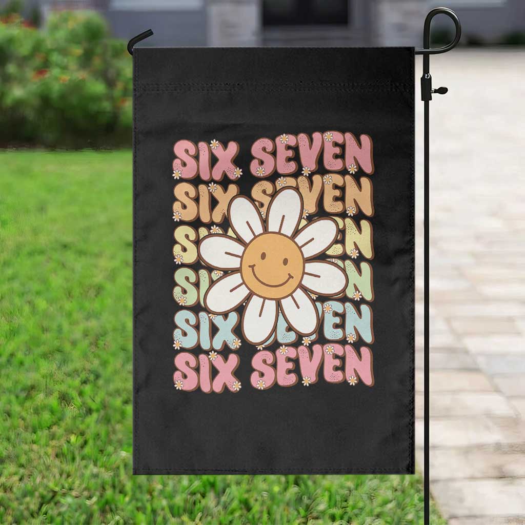Six Seven Flower Power Garden Flag Viral 67 Meme with Retro Daisy - Wonder Print Shop