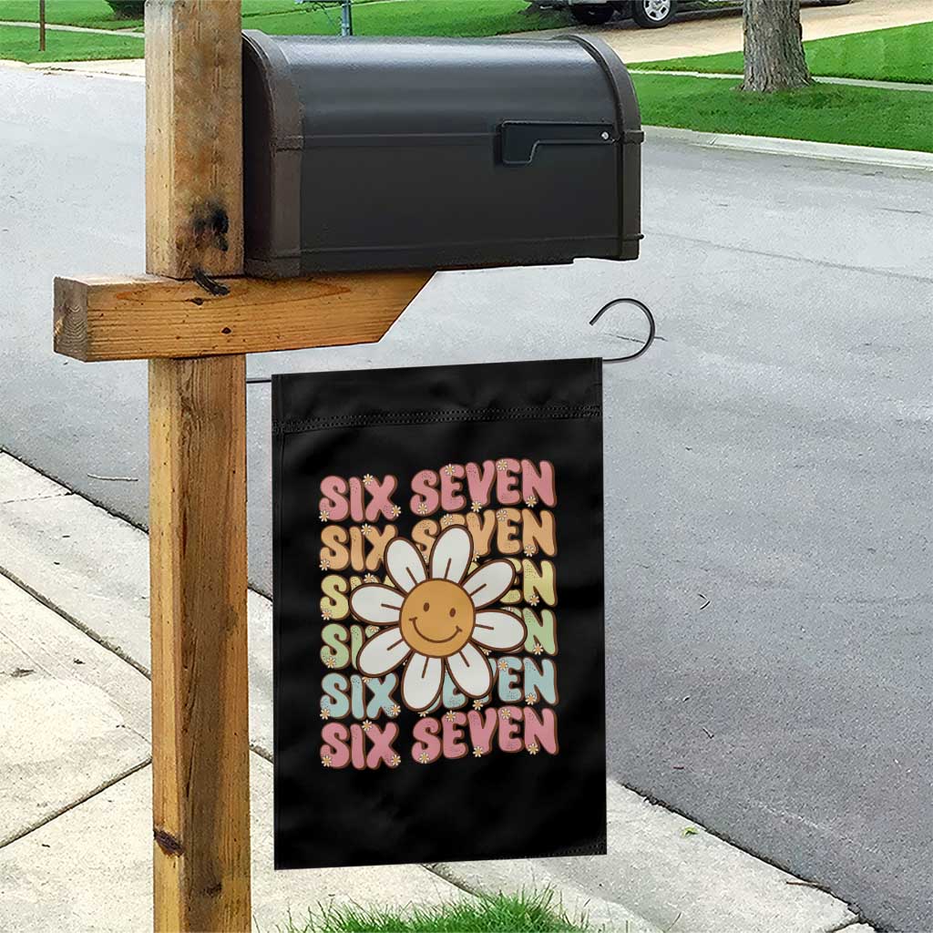 Six Seven Flower Power Garden Flag Viral 67 Meme with Retro Daisy - Wonder Print Shop