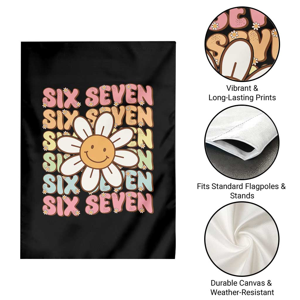Six Seven Flower Power Garden Flag Viral 67 Meme with Retro Daisy - Wonder Print Shop