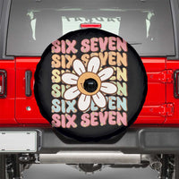 Six Seven Flower Power Spare Tire Cover Viral 67 Meme with Retro Daisy - Wonder Print Shop