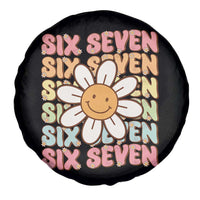 Six Seven Flower Power Spare Tire Cover Viral 67 Meme with Retro Daisy - Wonder Print Shop