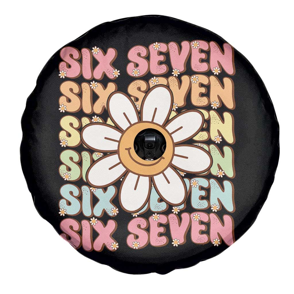 Six Seven Flower Power Spare Tire Cover Viral 67 Meme with Retro Daisy - Wonder Print Shop