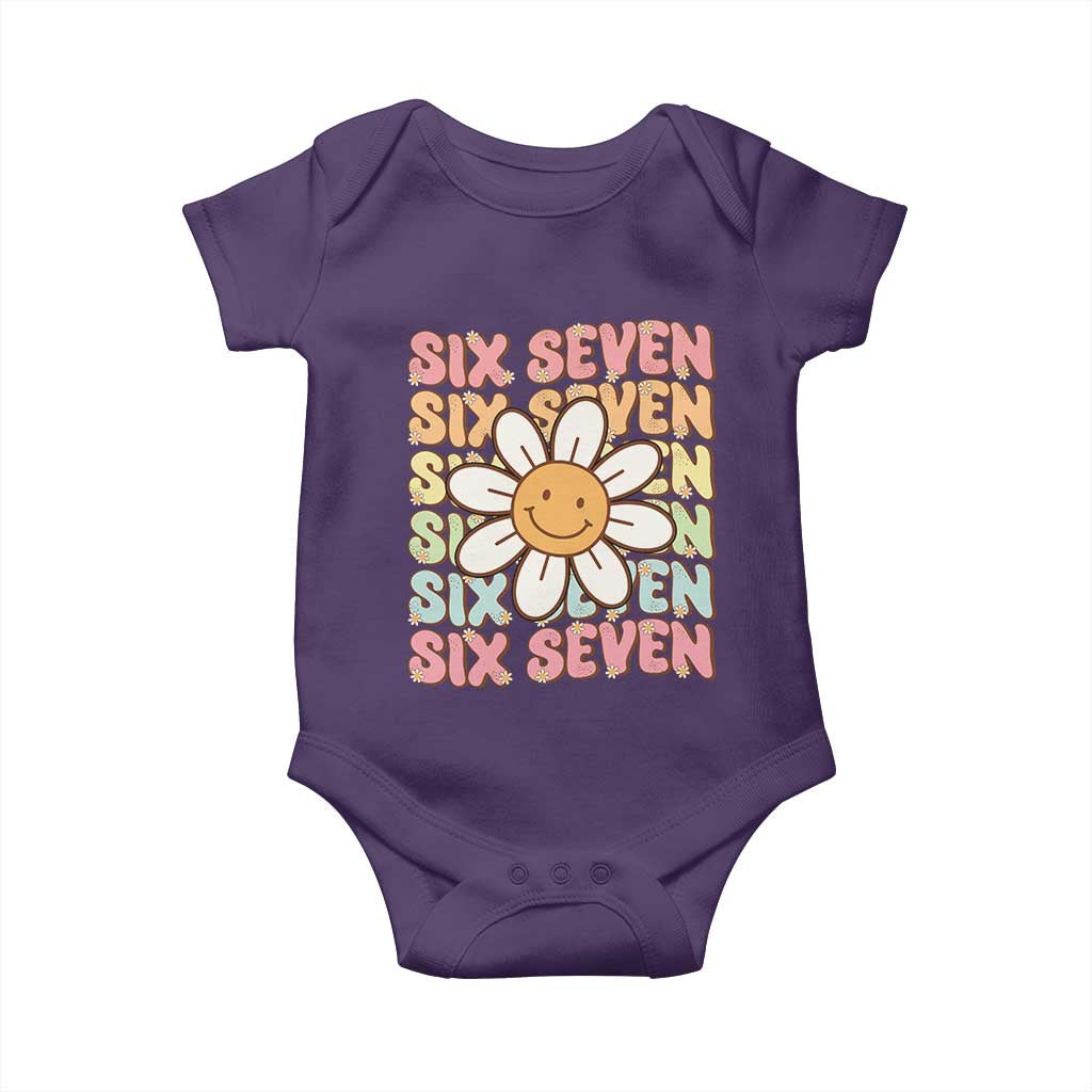 Six Seven Flower Power Baby Onesie Viral 67 Meme with Retro Daisy - Wonder Print Shop