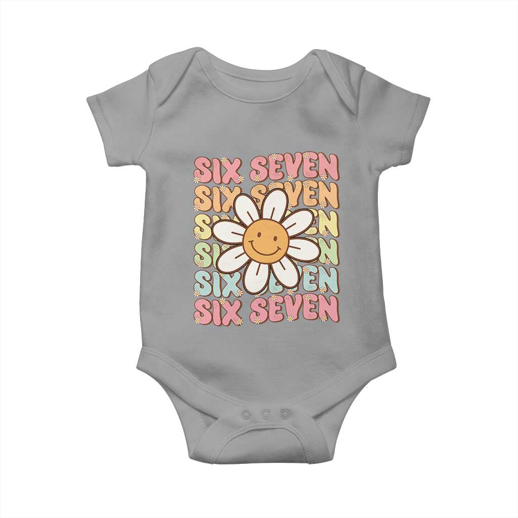 Six Seven Flower Power Baby Onesie Viral 67 Meme with Retro Daisy - Wonder Print Shop