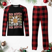 Six Seven Flower Power Plaid Pajama Set Viral 67 Meme with Retro Daisy - Wonder Print Shop