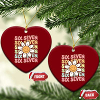 Six Seven Flower Power Ceramic Ornament Viral 67 Meme with Retro Daisy - Wonder Print Shop
