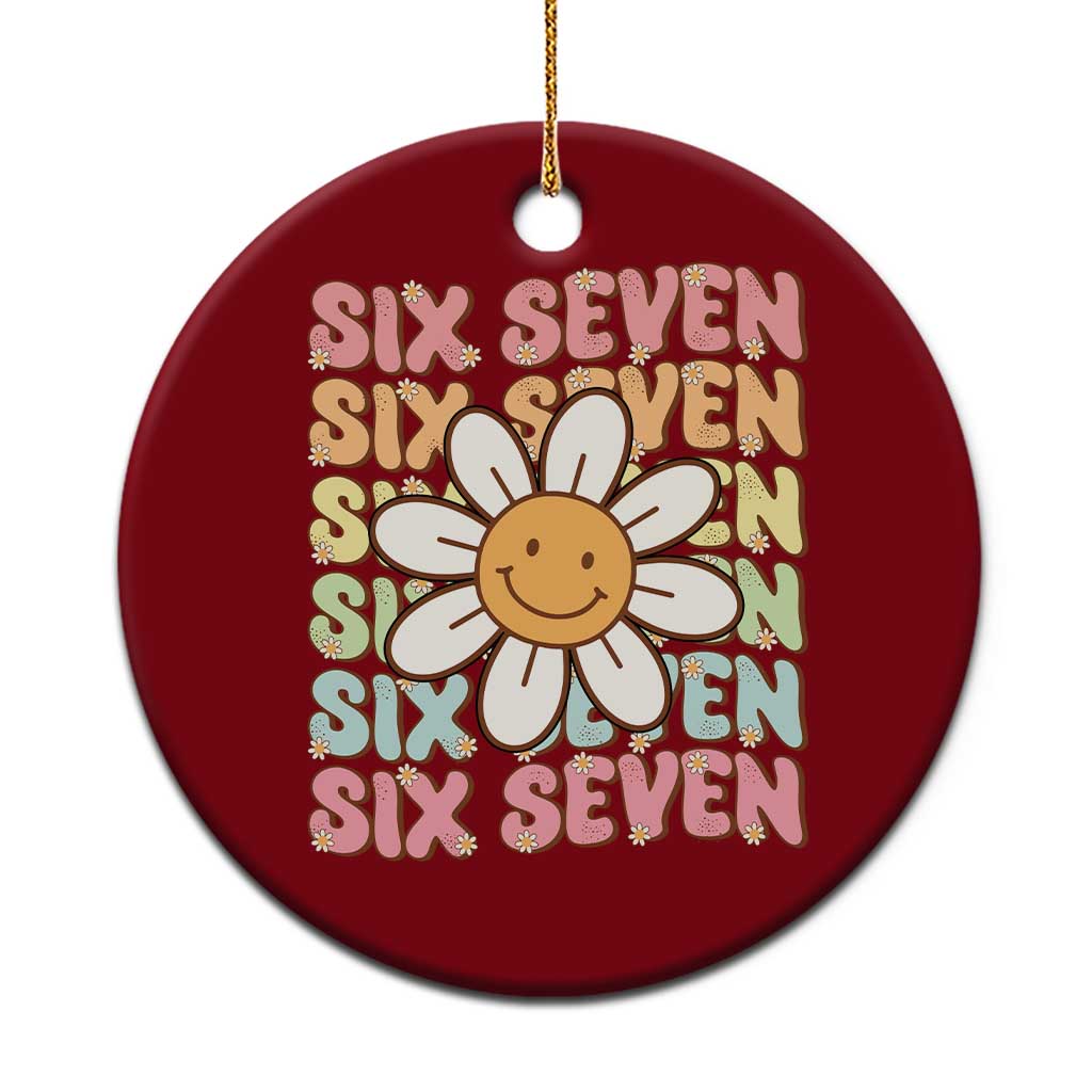 Six Seven Flower Power Ceramic Ornament Viral 67 Meme with Retro Daisy - Wonder Print Shop