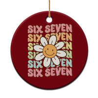 Six Seven Flower Power Ceramic Ornament Viral 67 Meme with Retro Daisy - Wonder Print Shop