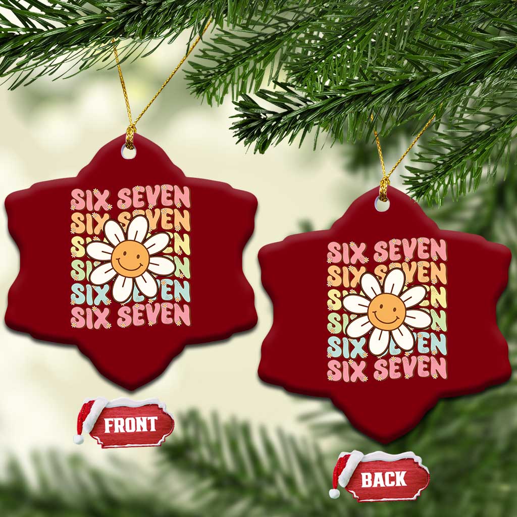 Six Seven Flower Power Ceramic Ornament Viral 67 Meme with Retro Daisy - Wonder Print Shop
