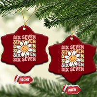 Six Seven Flower Power Ceramic Ornament Viral 67 Meme with Retro Daisy - Wonder Print Shop