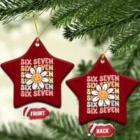Six Seven Flower Power Ceramic Ornament Viral 67 Meme with Retro Daisy - Wonder Print Shop