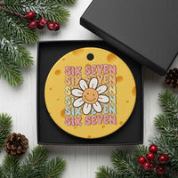 Six Seven Flower Power Ceramic Ornament Viral 67 Meme with Retro Daisy - Wonder Print Shop