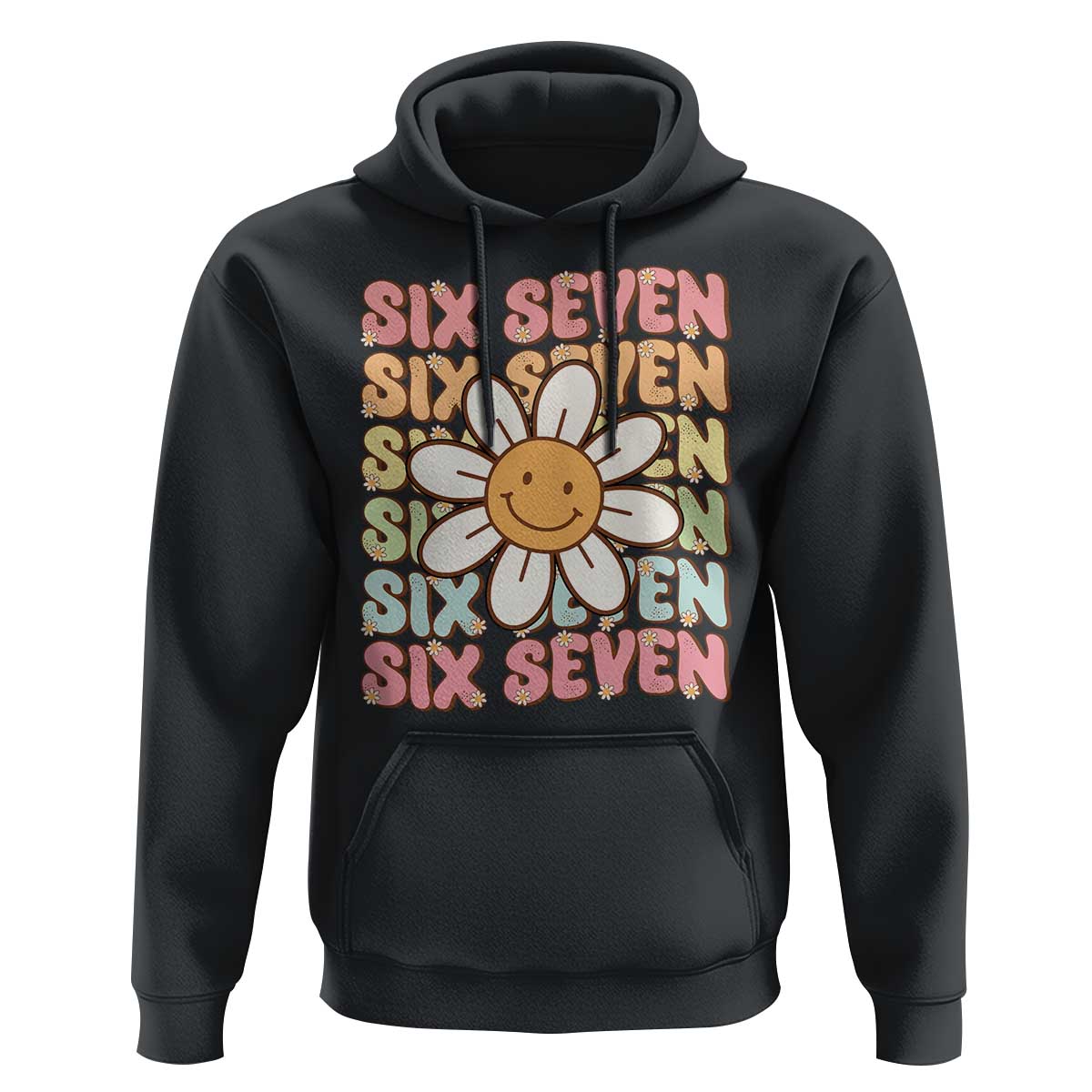 Six Seven Flower Power Hoodie Viral 67 Meme with Retro Daisy - Wonder Print Shop