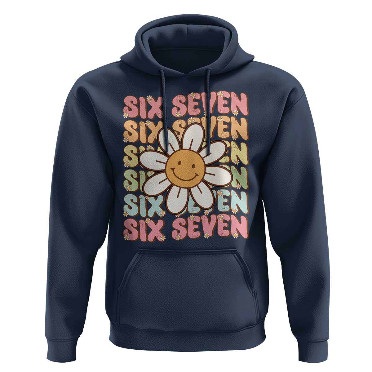Six Seven Flower Power Hoodie Viral 67 Meme with Retro Daisy - Wonder Print Shop