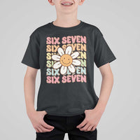 Six Seven Flower Power T Shirt For Kid Viral 67 Meme with Retro Daisy - Wonder Print Shop
