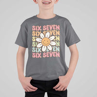 Six Seven Flower Power T Shirt For Kid Viral 67 Meme with Retro Daisy - Wonder Print Shop