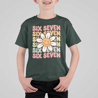 Six Seven Flower Power T Shirt For Kid Viral 67 Meme with Retro Daisy - Wonder Print Shop