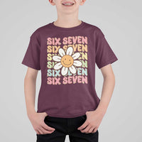 Six Seven Flower Power T Shirt For Kid Viral 67 Meme with Retro Daisy - Wonder Print Shop