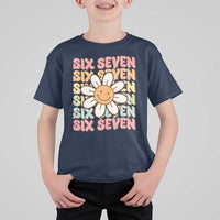 Six Seven Flower Power T Shirt For Kid Viral 67 Meme with Retro Daisy - Wonder Print Shop