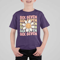 Six Seven Flower Power T Shirt For Kid Viral 67 Meme with Retro Daisy - Wonder Print Shop