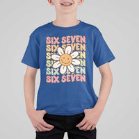 Six Seven Flower Power T Shirt For Kid Viral 67 Meme with Retro Daisy - Wonder Print Shop