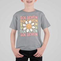 Six Seven Flower Power T Shirt For Kid Viral 67 Meme with Retro Daisy - Wonder Print Shop
