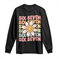 Six Seven Flower Power Long Sleeve Shirt Viral 67 Meme with Retro Daisy - Wonder Print Shop