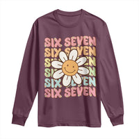 Six Seven Flower Power Long Sleeve Shirt Viral 67 Meme with Retro Daisy - Wonder Print Shop