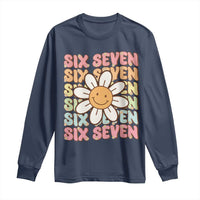 Six Seven Flower Power Long Sleeve Shirt Viral 67 Meme with Retro Daisy - Wonder Print Shop