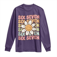 Six Seven Flower Power Long Sleeve Shirt Viral 67 Meme with Retro Daisy - Wonder Print Shop